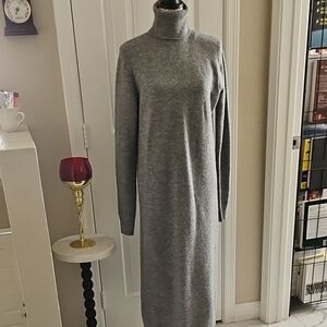 Zara Heather Gray Long Sleeve Turtleneck Dress